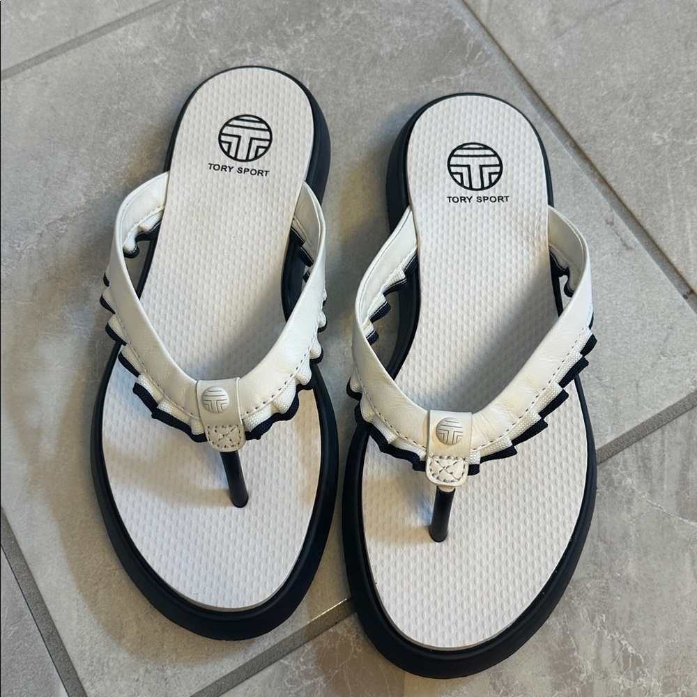 Tory Sport Black and White Sandals